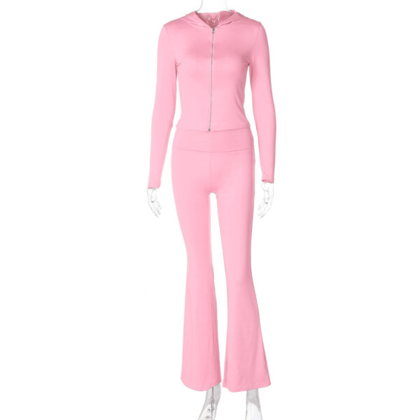Zipper & Flared Pants Set - Image 2