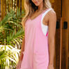Pink Sleeveless Pocketed V Neck Jersey Romper - Image 3