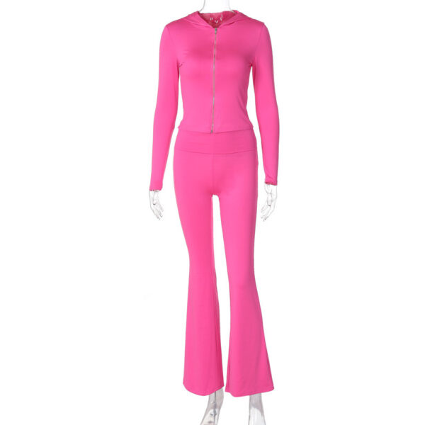 Zipper & Flared Pants Set - Image 3