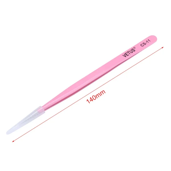 Original VETUS Precision Tweezers CS-11 CS-12 CS-15 CS-5A Pink Stainless Steel Curved Straight Tip Forceps for Phone Repair Tool - Image 3