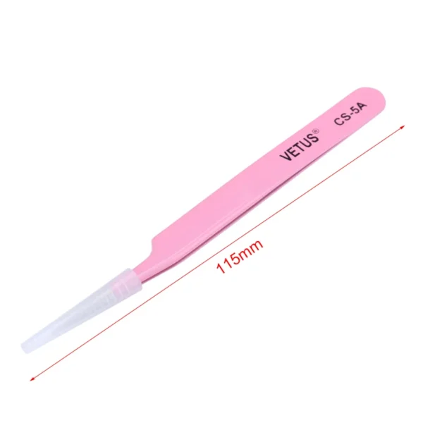 Original VETUS Precision Tweezers CS-11 CS-12 CS-15 CS-5A Pink Stainless Steel Curved Straight Tip Forceps for Phone Repair Tool - Image 2