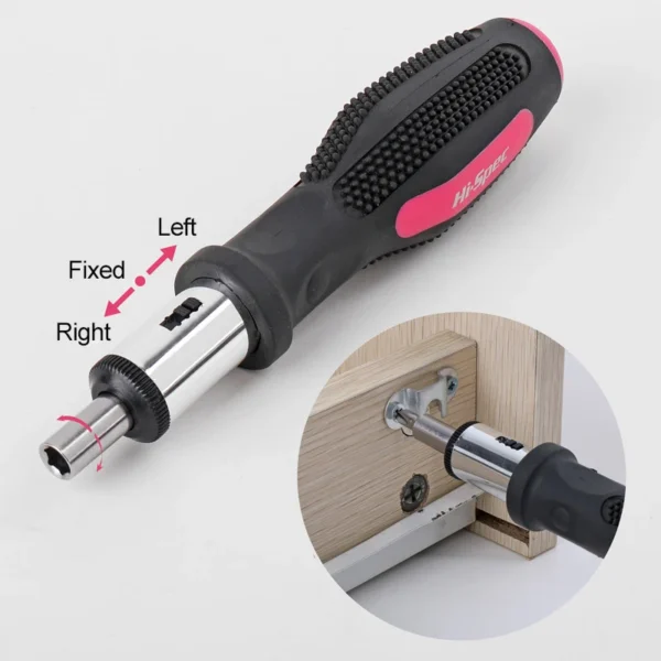 1pc 1/4 Inch 6.35MM Screwdriver Handle Home Repair Hand Tool Pink Multifunction Ratchet Screw Driver With Rubber - Image 5