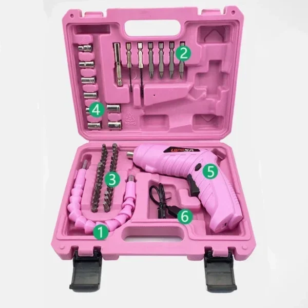 New Full Pink Electric Screwdriver Bit Battery with  Fast Charging - Image 7