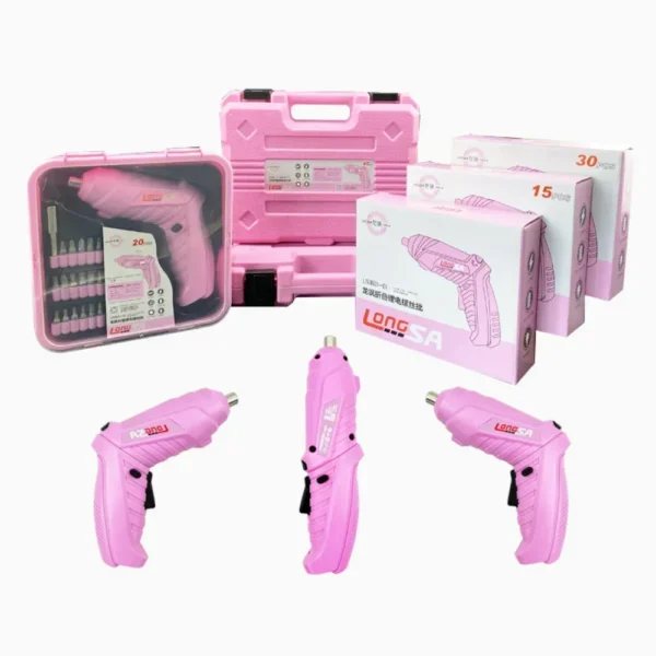 New Full Pink Electric Screwdriver Bit Battery with  Fast Charging - Image 2