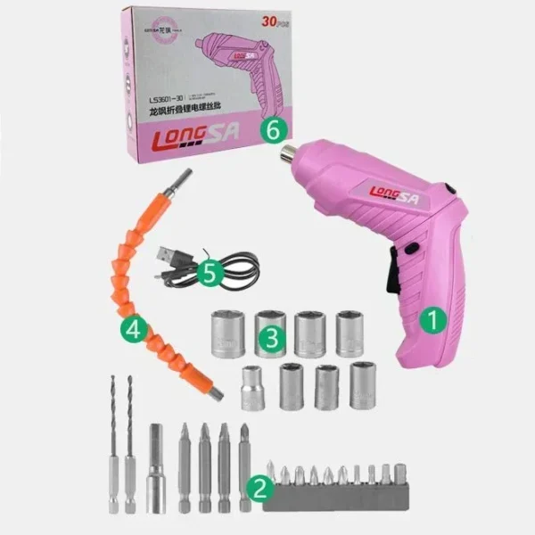 New Full Pink Electric Screwdriver Bit Battery with  Fast Charging - Image 8