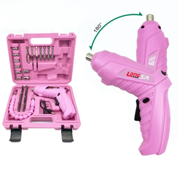 New Full Pink Electric Screwdriver Bit Battery with  Fast Charging