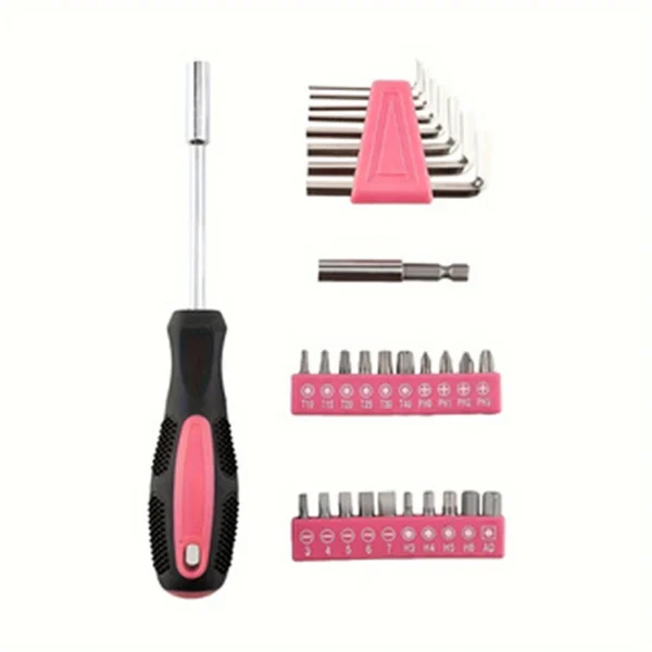 39-Piece All Purpose Household Pink Tool Kit for Girls, Ladies and Women - includes All Essential Tools for Home, Garage, Office and College Dormitory Use - Image 4