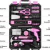 DEKO Pink 98 Piece Tool Set,General Household Hand Tool Kit with Plastic Toolbox Storage Case - Image 2