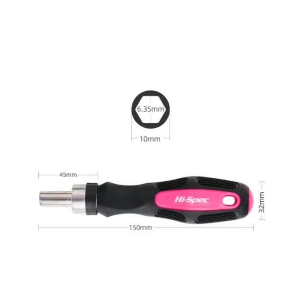 1pc 1/4 Inch 6.35MM Screwdriver Handle Home Repair Hand Tool Pink Multifunction Ratchet Screw Driver With Rubber - Image 4