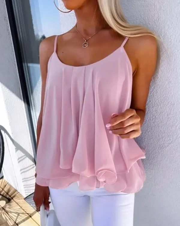 Pink  Spaghetti Strap Blouses