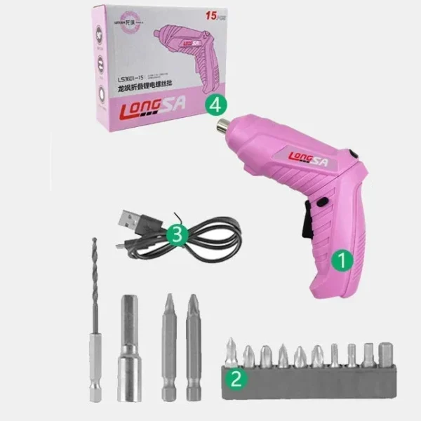 New Full Pink Electric Screwdriver Bit Battery with  Fast Charging - Image 5