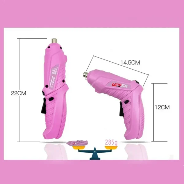 New Full Pink Electric Screwdriver Bit Battery with  Fast Charging - Image 3