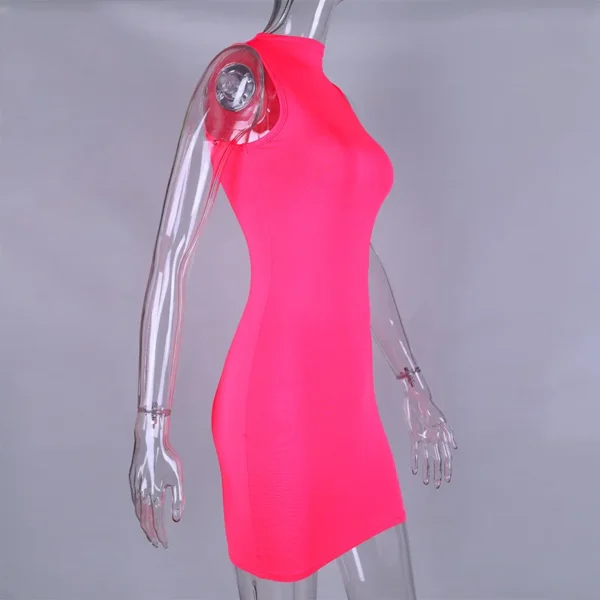 Solid Slim Mini Dress - Image 4