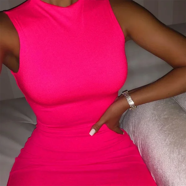 Solid Slim Mini Dress - Image 7