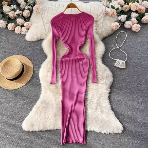 Ladies Fashion Pencil Sweater Long Dresses - Image 2