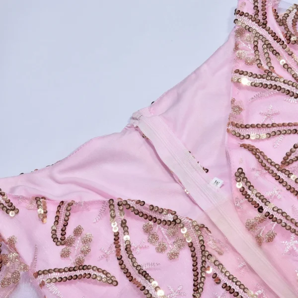 Sexy Sweet Mesh Ruffles Sequin Maxi Dress - Image 4