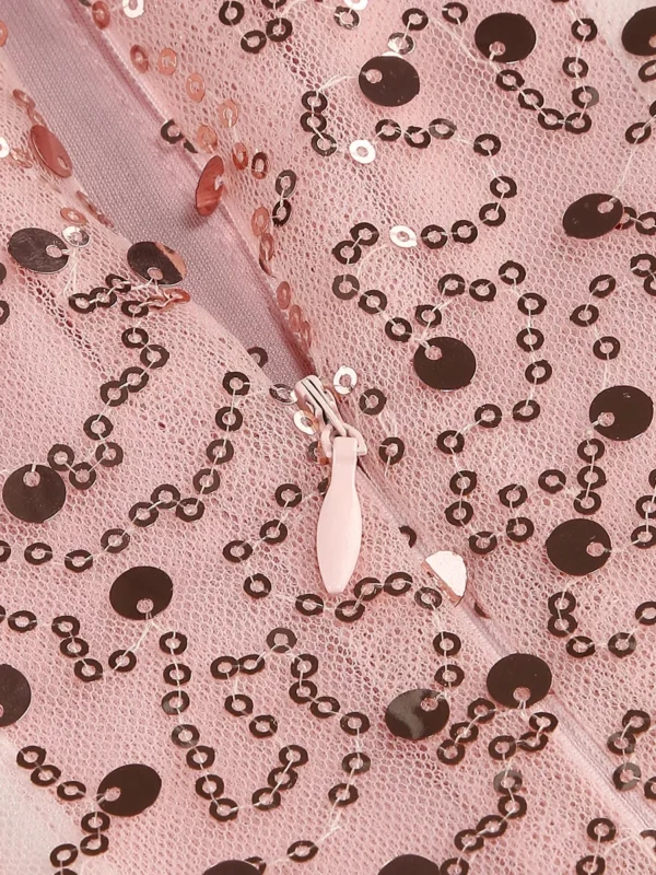 Pinnk  Crystal Embroidery See Through Celebrity Evening Club Party Dresses - Image 4