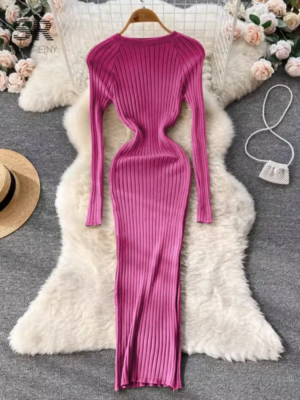 Ladies Fashion Pencil Sweater Long Dresses