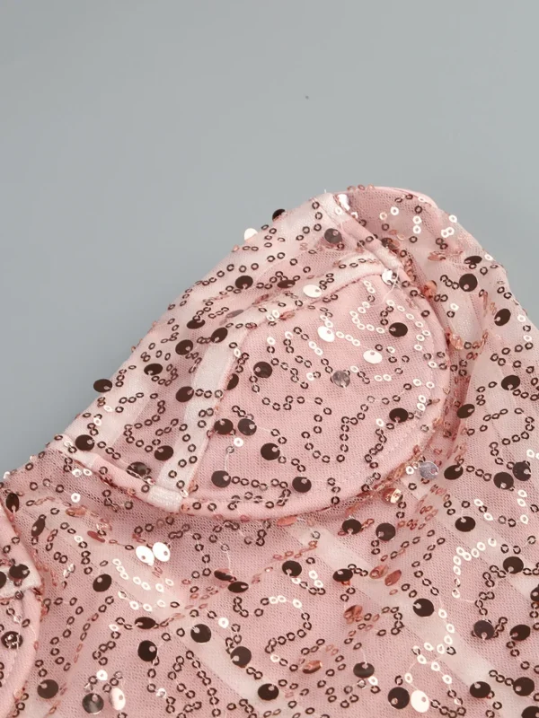 Pinnk  Crystal Embroidery See Through Celebrity Evening Club Party Dresses - Image 3