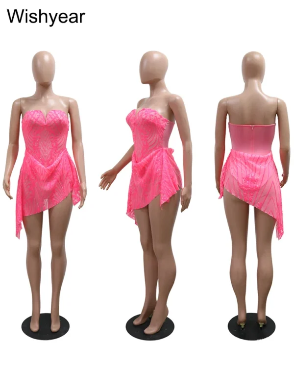 Mini Backless Mesh See Through Dress - Image 2